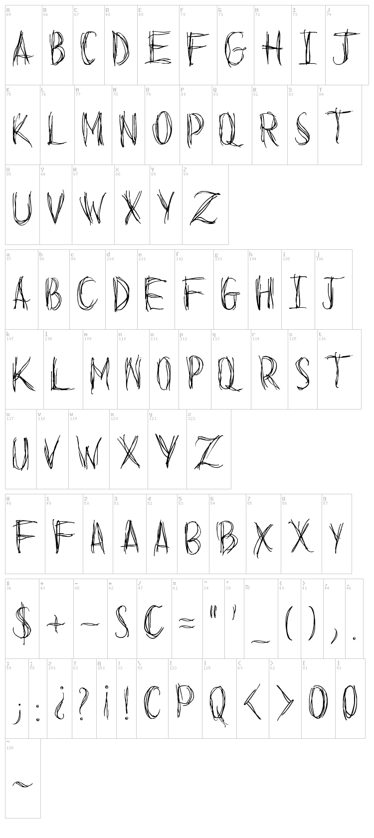 Before I Fall font map